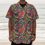 Retro Psychedelic Hippie Pattern Print Textured Short Sleeve Shirt