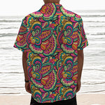 Retro Psychedelic Hippie Pattern Print Textured Short Sleeve Shirt