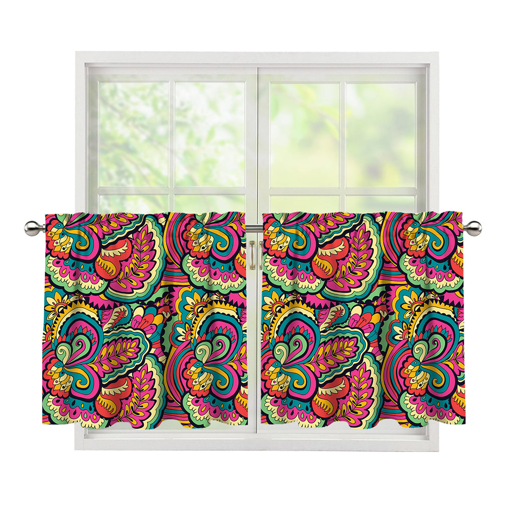 Retro Psychedelic Hippie Pattern Print Tier Curtains