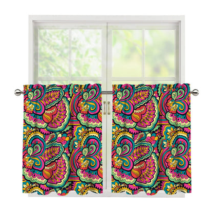 Retro Psychedelic Hippie Pattern Print Tier Curtains