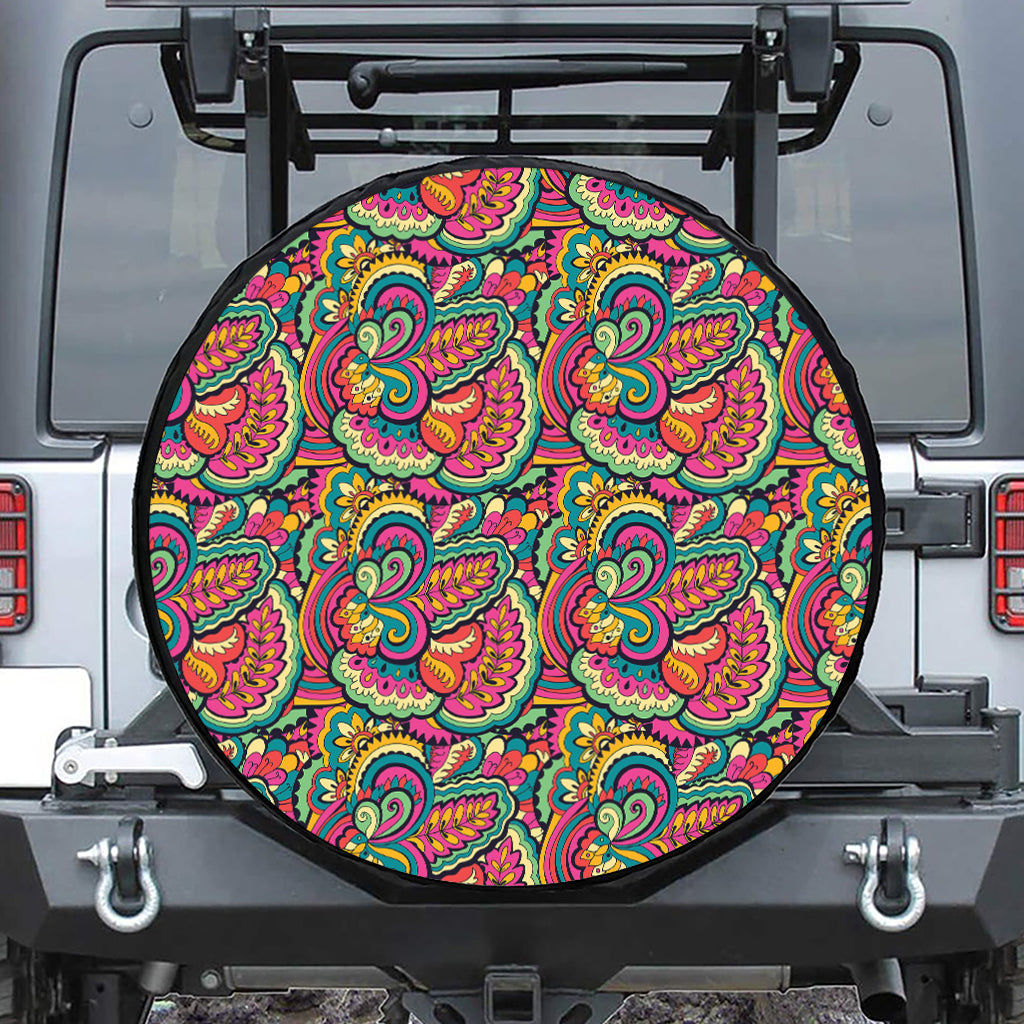 Retro Psychedelic Hippie Pattern Print Tire Cover