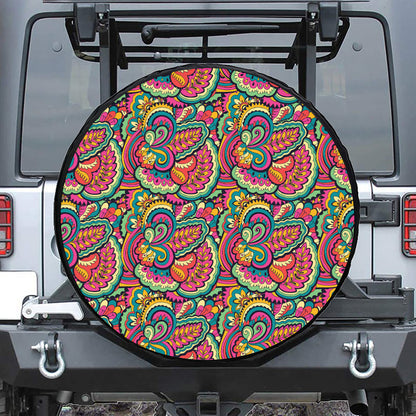 Retro Psychedelic Hippie Pattern Print Tire Cover