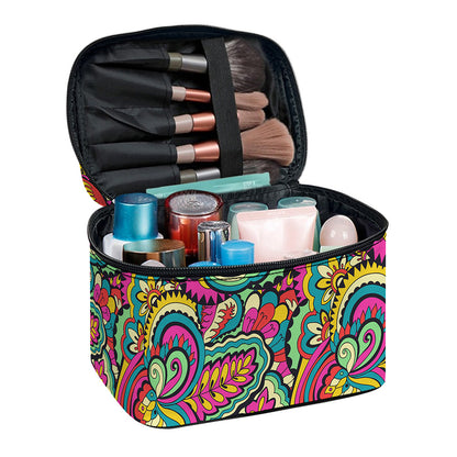 Retro Psychedelic Hippie Pattern Print Travel Makeup Bag
