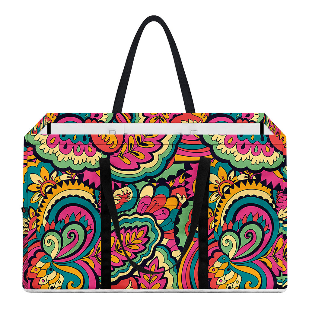 Retro Psychedelic Hippie Pattern Print Utility Tote Bag