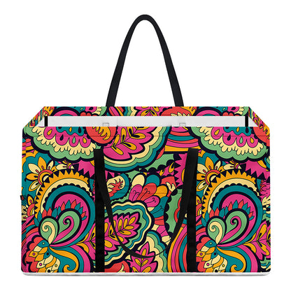 Retro Psychedelic Hippie Pattern Print Utility Tote Bag