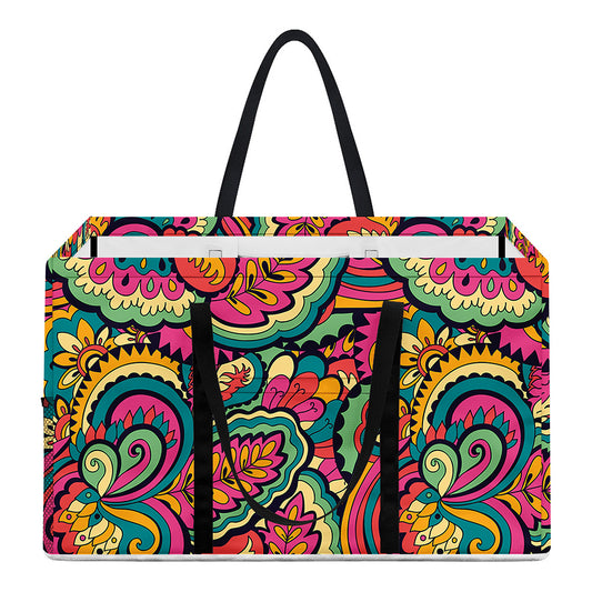 Retro Psychedelic Hippie Pattern Print Utility Tote Bag
