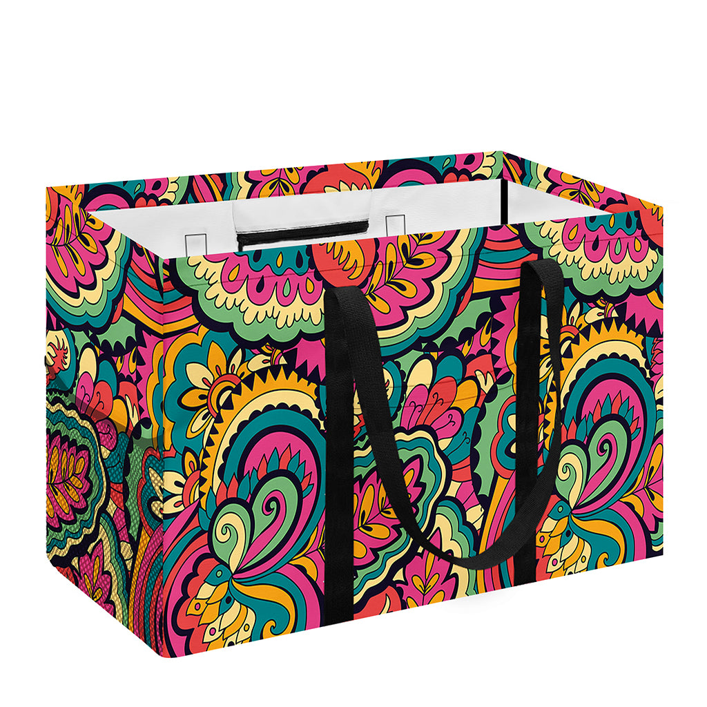Retro Psychedelic Hippie Pattern Print Utility Tote Bag