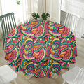 Retro Psychedelic Hippie Pattern Print Waterproof Round Tablecloth