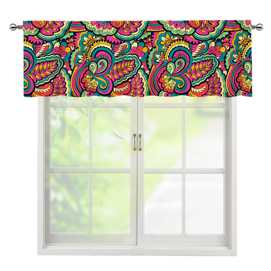 Retro Psychedelic Hippie Pattern Print Window Valance