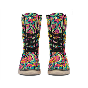 Retro Psychedelic Hippie Pattern Print Winter Boots