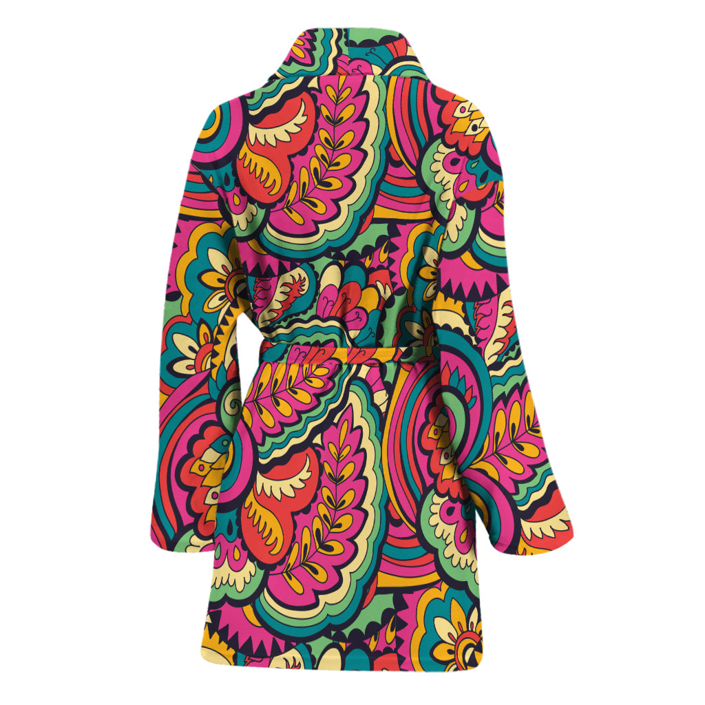 Retro Psychedelic Hippie Pattern Print Women's Bathrobe