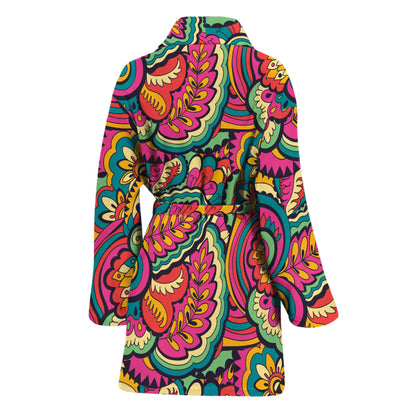 Retro Psychedelic Hippie Pattern Print Women's Bathrobe