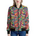 Retro Psychedelic Hippie Pattern Print Women's Bomber Jacket