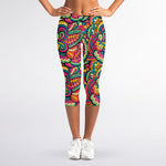 Retro Psychedelic Hippie Pattern Print Women's Capri Leggings