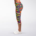 Retro Psychedelic Hippie Pattern Print Women's Capri Leggings