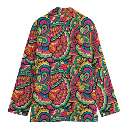 Retro Psychedelic Hippie Pattern Print Women's Cotton Blazer