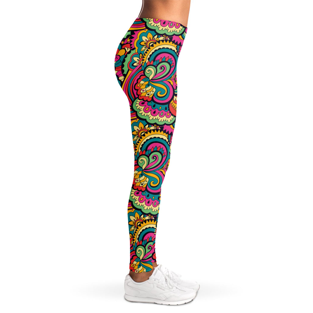Retro Psychedelic Hippie Pattern Print Women's Leggings