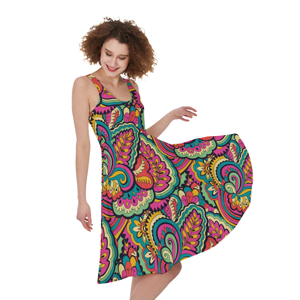 Retro Psychedelic Hippie Pattern Print Women's Sleeveless Dress