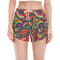 Retro Psychedelic Hippie Pattern Print Women's Split Running Shorts
