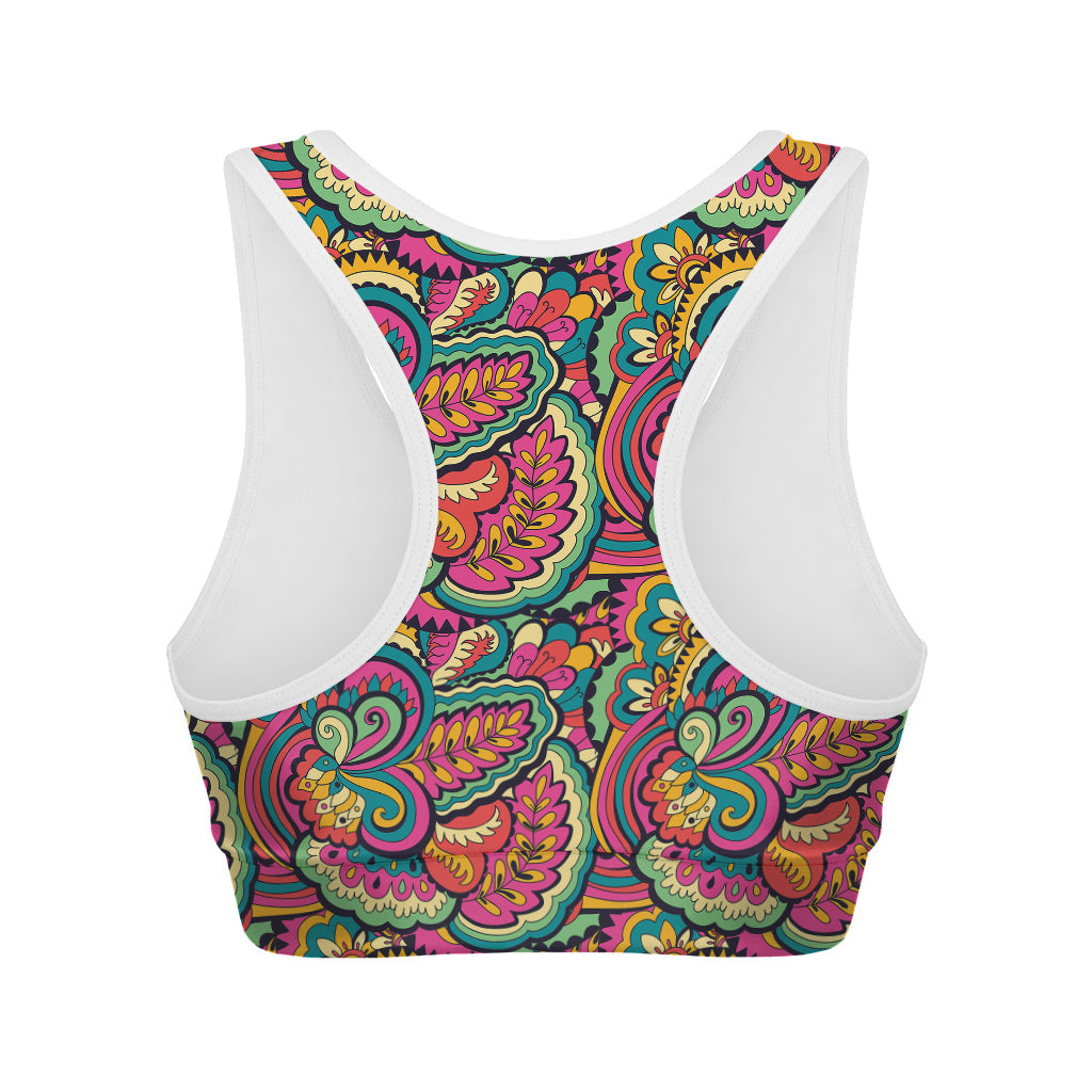 Retro Psychedelic Hippie Pattern Print Women's Sports Bra