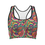 Retro Psychedelic Hippie Pattern Print Women's Sports Bra