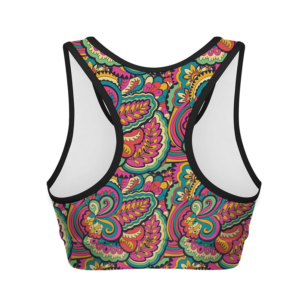 Retro Psychedelic Hippie Pattern Print Women's Sports Bra