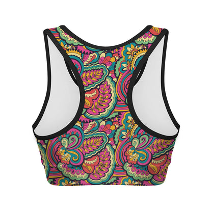 Retro Psychedelic Hippie Pattern Print Women's Sports Bra