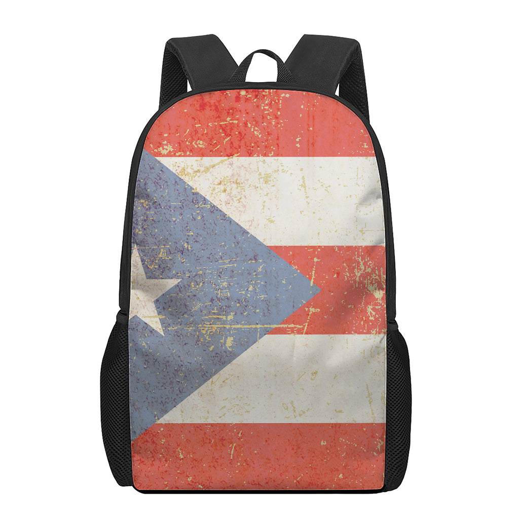Retro Puerto Rican Flag Print 17 Inch Backpack