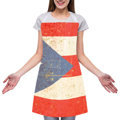 Retro Puerto Rican Flag Print Adjustable Apron