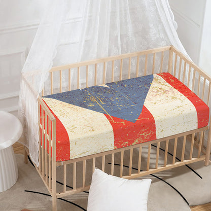 Retro Puerto Rican Flag Print Baby Crib Sheet