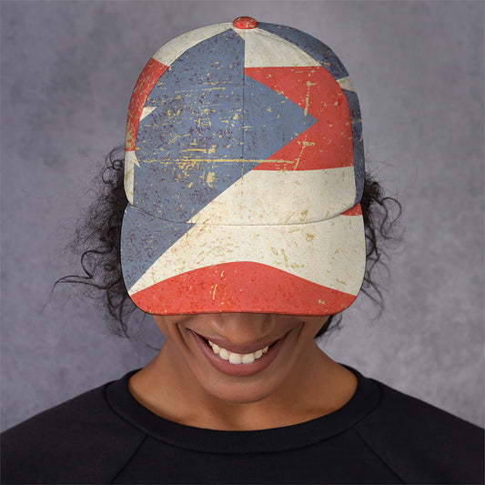 Retro Puerto Rican Flag Print Baseball Cap