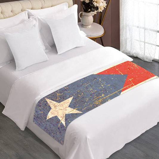 Retro Puerto Rican Flag Print Bed Runner