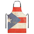 Retro Puerto Rican Flag Print Bib Apron With Pocket