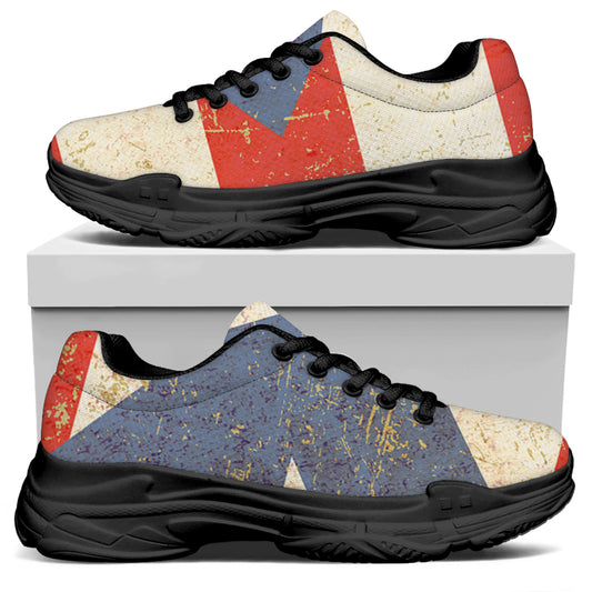 Retro Puerto Rican Flag Print Black Chunky Shoes