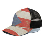 Retro Puerto Rican Flag Print Black Mesh Trucker Cap