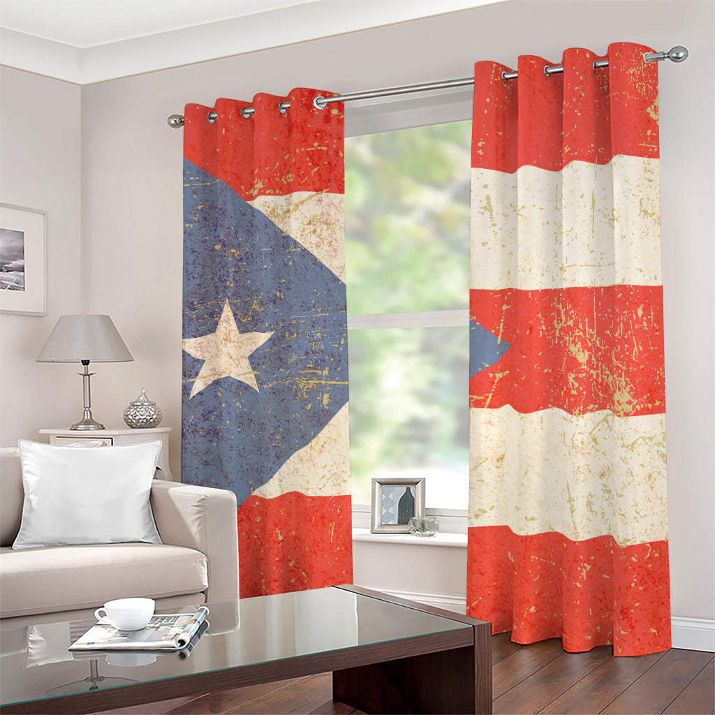 Retro Puerto Rican Flag Print Blackout Grommet Curtains