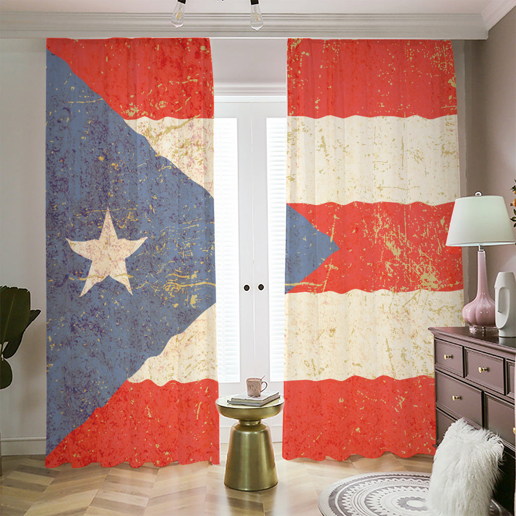 Retro Puerto Rican Flag Print Blackout Pencil Pleat Curtains