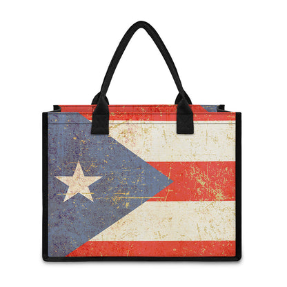 Retro Puerto Rican Flag Print Canvas Tote Bag