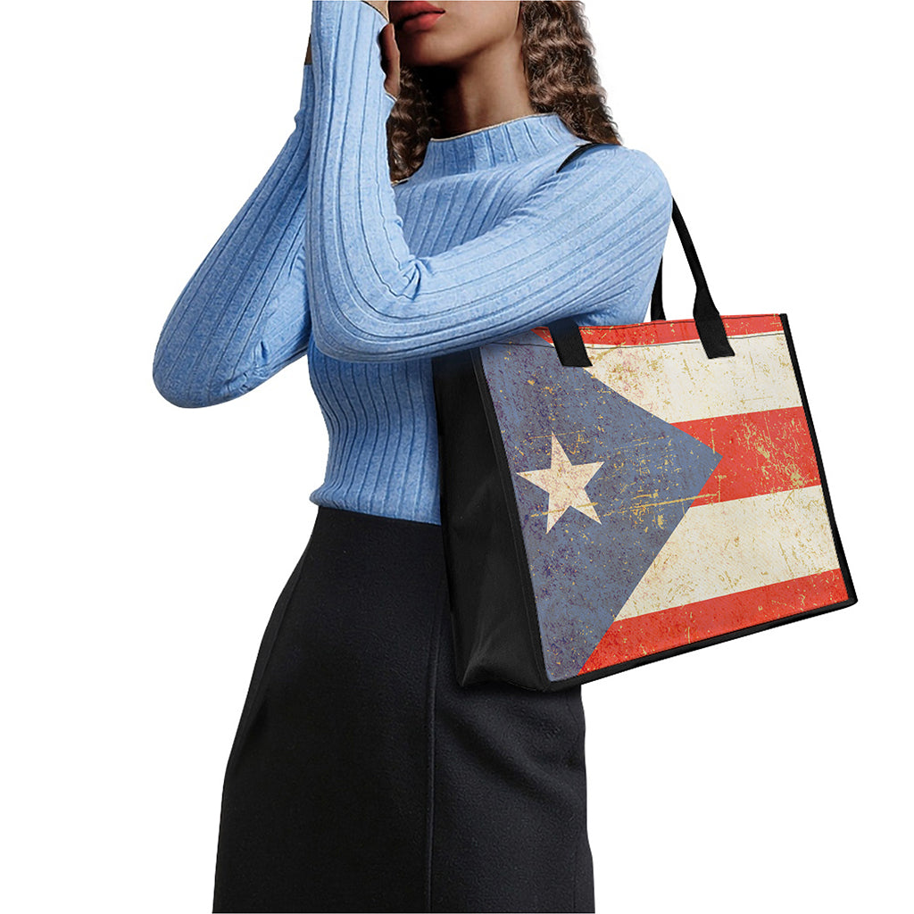 Retro Puerto Rican Flag Print Canvas Tote Bag