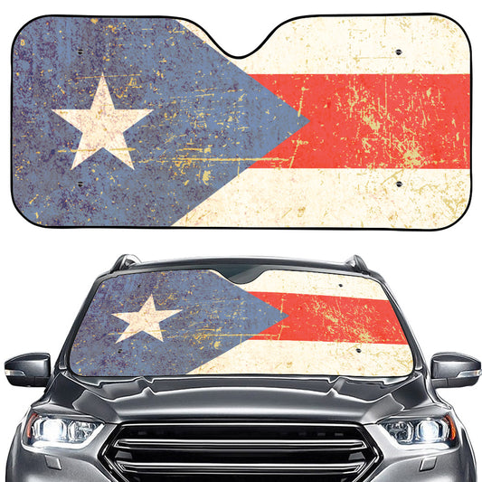 Retro Puerto Rican Flag Print Car Windshield Sun Shade