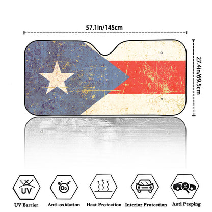 Retro Puerto Rican Flag Print Car Windshield Sun Shade