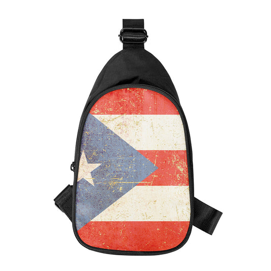 Retro Puerto Rican Flag Print Chest Bag