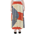 Retro Puerto Rican Flag Print Chiffon Maxi Skirt