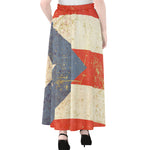 Retro Puerto Rican Flag Print Chiffon Maxi Skirt