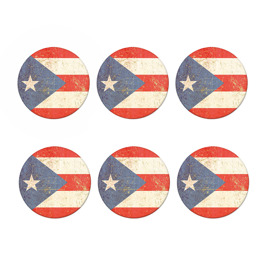 Retro Puerto Rican Flag Print Coaster Set