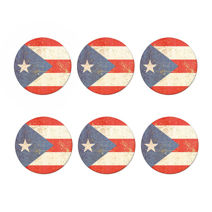 Retro Puerto Rican Flag Print Coaster Set