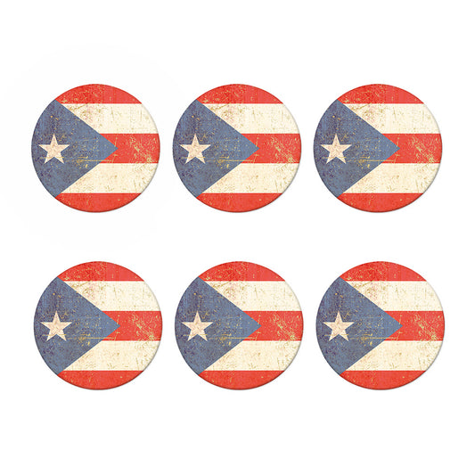 Retro Puerto Rican Flag Print Coaster Set