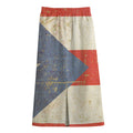 Retro Puerto Rican Flag Print Cotton Front Slit Maxi Skirt