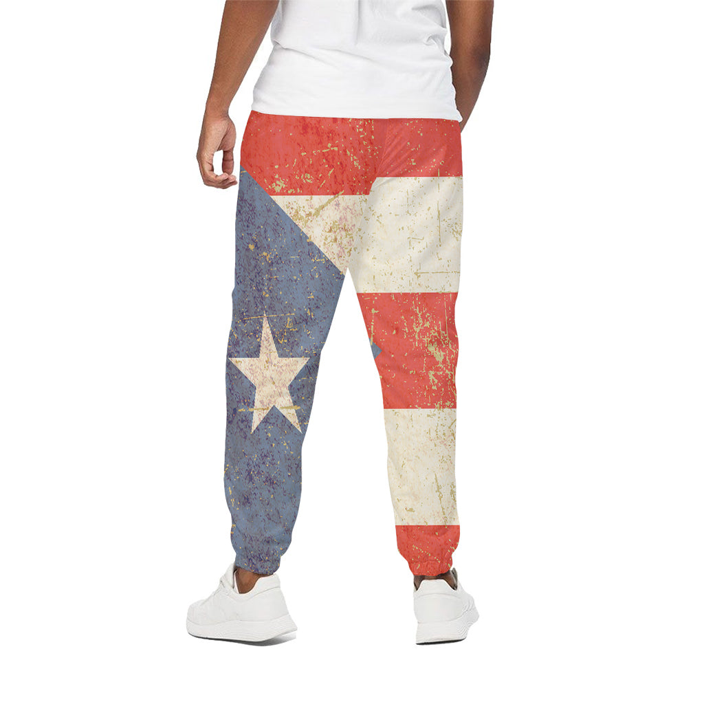 Retro Puerto Rican Flag Print Cotton Pants