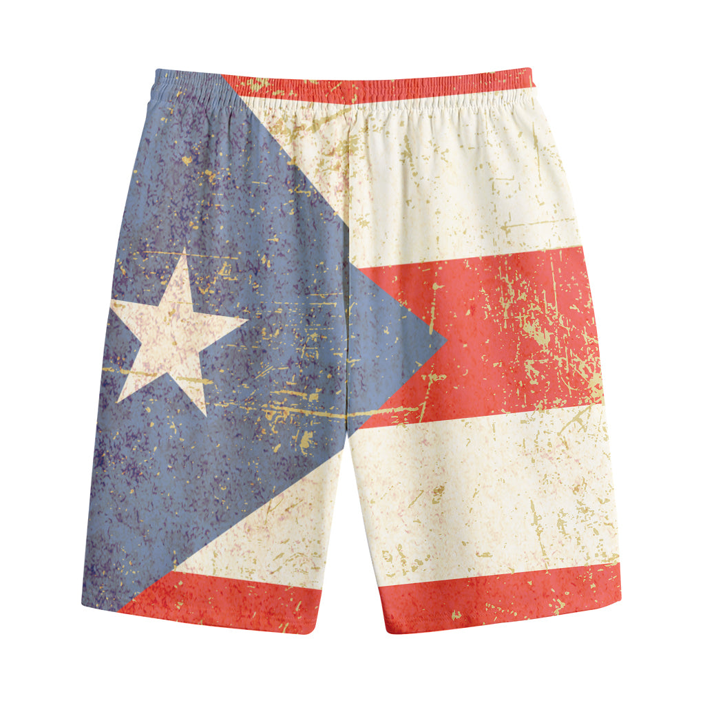 Retro Puerto Rican Flag Print Cotton Shorts
